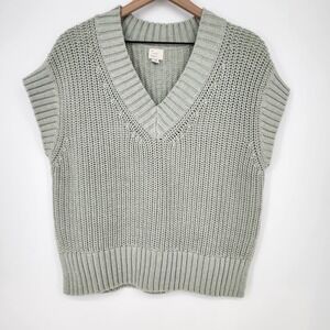 Green Sweater Vest Womens Medium Indie Grunge Goblin Earthy‎ Academia Preppy